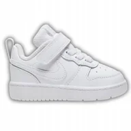 Buty dla dziewczynek - BUTY DZIECIĘCE NIKE COURT BOROUGH LOW ROZMIAR 21 BIAŁE NA RZEPY SPORTOWE - miniaturka - grafika 1