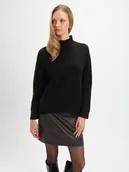 Swetry damskie - Czarny sweter z rozcięciem z tyłu - miniaturka - grafika 1