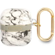 Akcesoria do słuchawek - Etui Guess do AirPods cover szary/grey Marble Strap Collection - miniaturka - grafika 1
