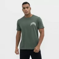 Koszulki sportowe męskie - Męski t-shirt z nadrukiem CHAMPION Rochester Crewneck T-Shirt - zielony - miniaturka - grafika 1