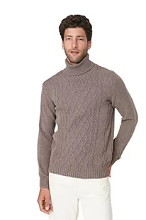 Trendyol Męska bluza z golfem Ajouré, slim sweter, kolor norek, XL, Kolor norek, XL - Swetry męskie - miniaturka - grafika 1