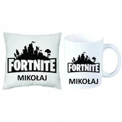 Gadżety dla niej i dla niego - ZESTAW PREZENT PODUSZKA + KUBEK FORTNITE IMIĘ - miniaturka - grafika 1