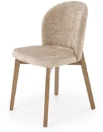 Krzesła - Krzesło tapicerowane BASSO beżowe/jasny orzech HALMAR - miniaturka - grafika 1