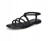 Sandały damskie - Marco Tozzi Sandały Damskie Płaskie Czarne 37 Ż_e - miniaturka - grafika 1