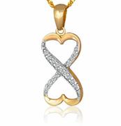 Zestawy biżuterii dla kobiet - Złoty Komplet 333 Łańcuszek z Zawieszką Serce Nieskończoność Grawer - miniaturka - grafika 1