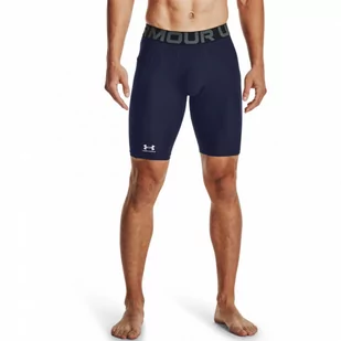 Męskie legginsy krótkie treningowe Under Armour HeatGear Pocket Long Shorts - granatowe - UNDER ARMOUR - Spodnie sportowe męskie - miniaturka - grafika 1