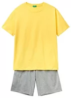 Spodenki damskie - United Colors of Benetton Męska pidżama pigmentowa (t-shirt + szorty) 30964p01c, wielokolorowa: żółta i szara, 35r, XL, Wielokolorowy: żółty i szary 35r, XL - miniaturka - grafika 1