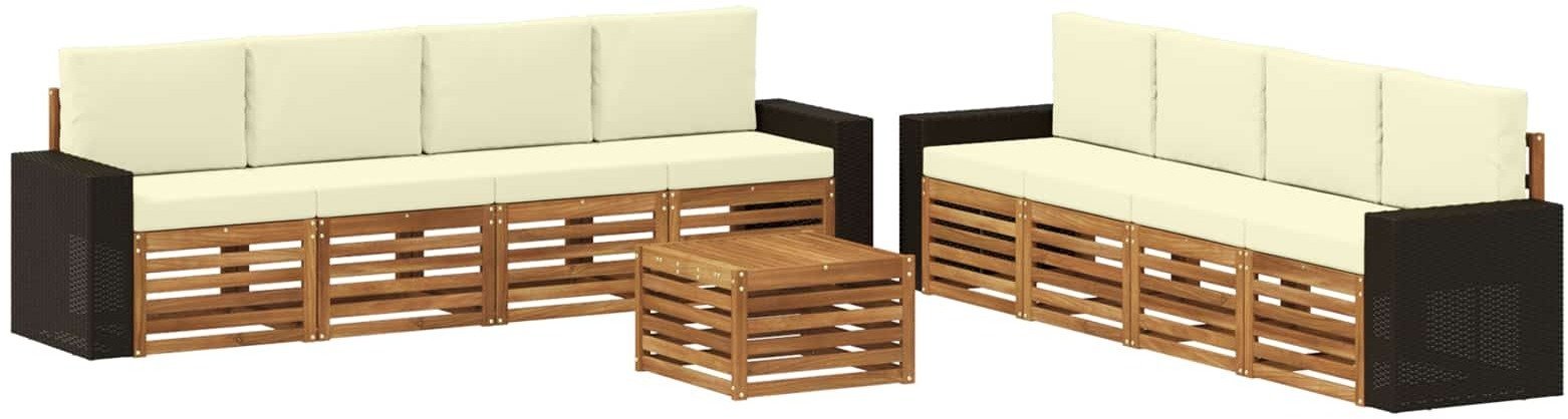 vidaXL Zestawy sof z poduszką 9 pcs Lite Drewno Akacji