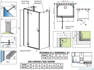 Radaway Essenza Black Kdj+S kabina 80x80x80cm lewa szkło przejrzyste 1384051-01-01/1385021-54-01L/1384051-01-01 - Kabiny prysznicowe - miniaturka - grafika 2