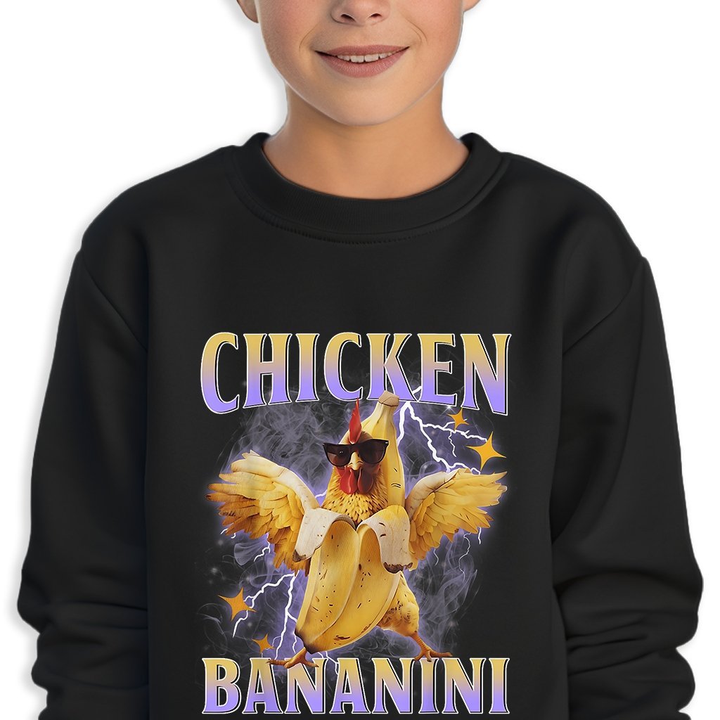 BLUZA Dziecięca Czarna Prezent Na Święta BRAINROT CHICKEN BANANINI 152cm