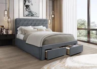 Łóżka - Łóżko do sypialni MARISOL 160 cm szary velvet, pikowane z szufladami - miniaturka - grafika 1