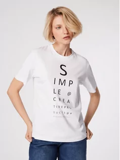 Koszulki i topy damskie - Simple T-Shirt TSD500 Biały Relaxed Fit - grafika 1