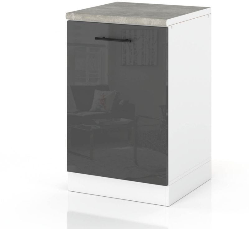 Szafka Kuchenna Stojąca Z Blatem Modułowa 50cm Spremium Szary Połysk