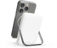 Powerbanki - PURO Stand Power Mag, 5000 mAh, Lithium Polymer LiPo, Wireless charging, 5 V, Silver, White - miniaturka - grafika 1