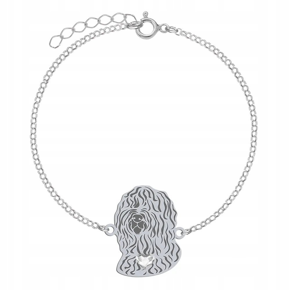 Bransoletka Srebrna z psem Barbet - Francuski Pies Dowodny 925 GRAWER