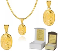 Biżuteria dla dzieci - Złoty łańcuszek srebro Medalik Matka Boska 45 cm DEDYKACJA P4M29 - miniaturka - grafika 1