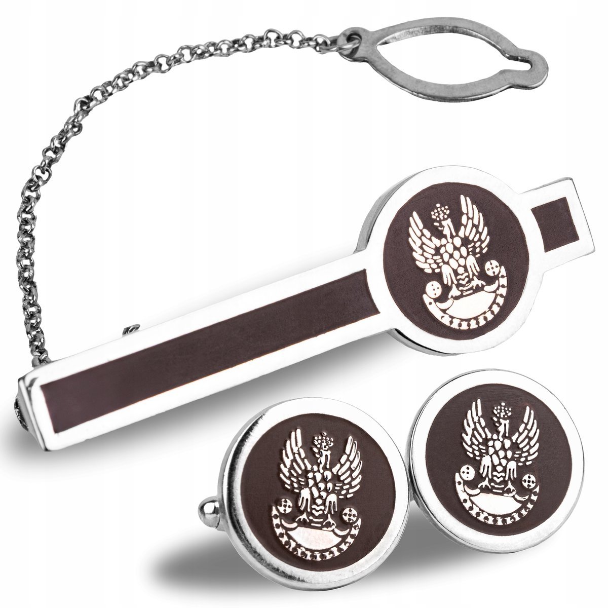 Spinki do mankietów i krawata Wojsk Lądowych zestaw na prezent 841A/MON