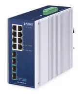Pozostałe akcesoria sieciowe - PLANET IP30 Industrial 8-Port Nie zarządzany Gigabit Ethernet (10/100/1000) Aluminium, Niebieski - miniaturka - grafika 1