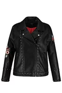 Kurtki damskie - Ulla Popken Damska kurtka skórzana duże rozmiary haft kwiatowy, Schwarz (Schwarz 72708810), 48 - miniaturka - grafika 1