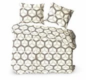 Pościel - Pościel bawełniana 160x200 kremowa beżowa brązowa geometryczna iluzja - miniaturka - grafika 1