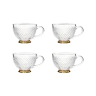 Filiżanki - Zestaw 4X Filiżanka Barrel Szklana W Kropki Złota Nóżka 0,36 L Homla - miniaturka - grafika 1