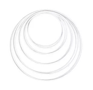 Rayher 25212102 metalowe pierścienie, 10 sztuk, 5 rozmiarów, posortowane na biało, grubość ok. 3 mm, pierścienie do drutu, do techniki przewijania, łapania snów, florystyki, wieńca weselnego; Hoops - Pierścionki - miniaturka - grafika 1