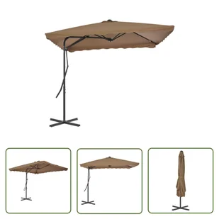 The Living Store Parasol ogrodowy na słupku stalowym - 250 x 250 cm - kolor taupe - Parasol - Parasole ogrodowe - miniaturka - grafika 1