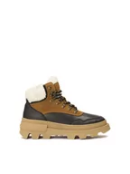 Botki męskie - Brązowo-czarne trzewiki na grubej podeszwie - miniaturka - grafika 1