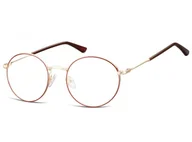 Okulary korekcyjne, oprawki, szkła - Lenonki okrągłe Okulary oprawki optyczne 919 złoto-bordowe - miniaturka - grafika 1