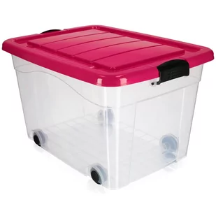 Plastikowy pojemnik na kółkach Vado 60L, różowy - Pudła i pojemniki do przechowywania - miniaturka - grafika 1