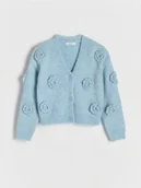 Swetry dla dziewczynek - Reserved - Kardigan w kwiaty - jasnoniebieski - miniaturka - grafika 1
