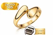 Pierścionki - PIERŚCIONEK ZŁOTY 585 14K GŁADKIE POŁĄCZONE ŁEZKI DELIKATNY R12 - miniaturka - grafika 1