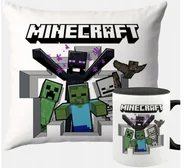 Gadżety dla niej i dla niego - ZESTAW PODUSZKA + KUBEK Prezent MINECRAFT GRA CREEPER + IMIĘ #11 - miniaturka - grafika 1