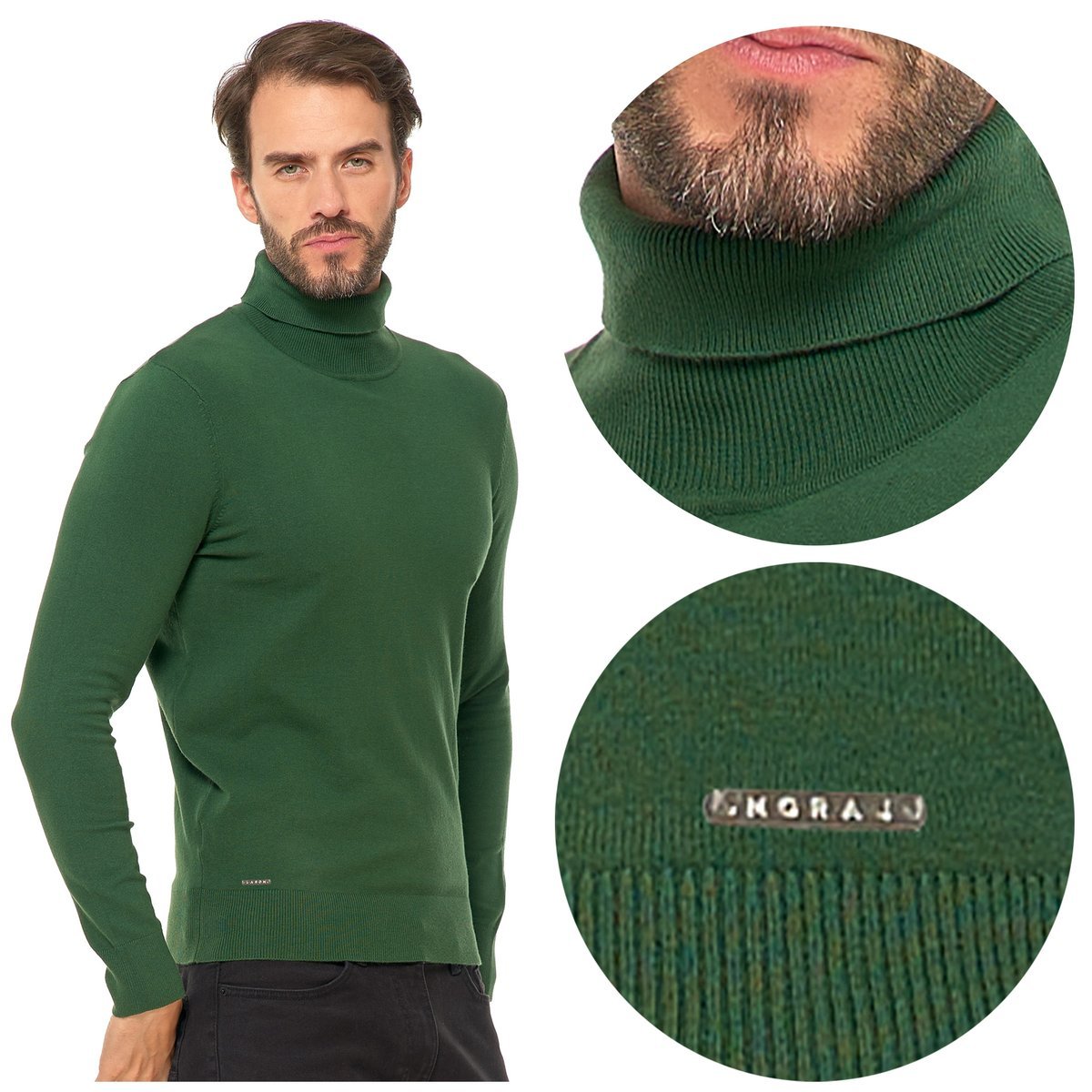 Sweter Męski z Golfem GOLF BAWEŁNIANY Modny Długi Rękaw MORAJ r. 3XL