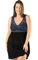 Piżamy damskie - Damska koszula nocna plus size Debora, Kolor granatowy, Rozmiar L, Mefemi - Intymna - miniaturka - grafika 1