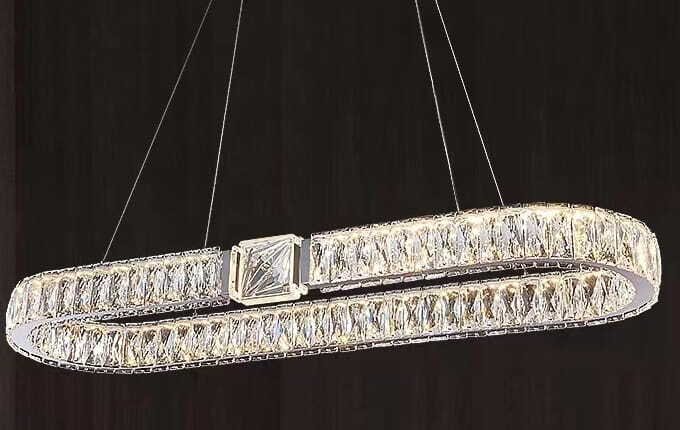 Transilvania L - LED podłużny żyrandol kryształowy 80cm chrom nad stół