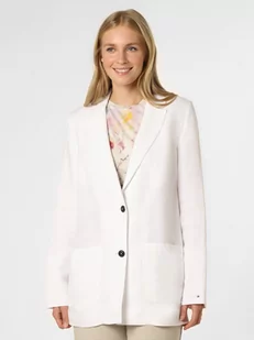 Tommy Hilfiger - Damski blezer lniany, biały - Kurtki damskie - miniaturka - grafika 1