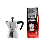 Zaparzacze i kawiarki - Bialetti Zestaw Moka Express 3tz + kawa Perfetto Moka Classico 250g - miniaturka - grafika 1