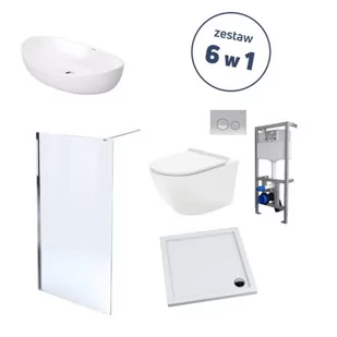 Massi Zestaw łazienkowy BELLIS 6w1 - umywalka, miska WC, stelaż WC, przycisk, ścianka prysznicowa, brodzik MSZ-1-B - Miski WC - miniaturka - grafika 1