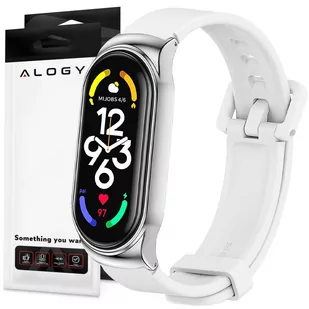 Alogy Pasek silikonowy z zapięciem opaska do Xiaomi Mi Band 7 White - Akcesoria do smartwatchy - miniaturka - grafika 1