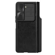 Etui i futerały do telefonów - Skórzane etui z klapką i osłoną aparatu do Samsung Galaxy Z Fold 5 Nillkin Qin Leather Pro - czarne - miniaturka - grafika 1