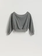 Bluzy damskie - Reserved - Bluza z odkrytymi ramionami - ciemnoszary - miniaturka - grafika 1