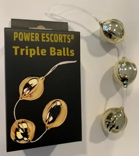 Power Escorts Power Escorts Triple Balls Gold - Kulki analne, złote - Kulki analne - miniaturka - grafika 2