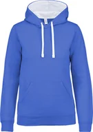 Bluzy damskie - Kariban Damska bluza z kapturem kontrastowa K465 Wielokolorowy Jasny Królewski Niebieski/Biały L - miniaturka - grafika 1