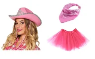 Stroje karnawałowe - 1 Zestaw Strój Kowbojki TuTu 40cm ZES661 Różowa Kapelusz Bandanka 3el - miniaturka - grafika 1
