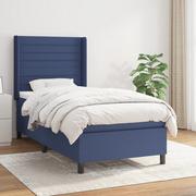 Łóżka - Łóżko kontynentalne z materacem, niebieskie, tkanina, 90x200 cm Lumarko! - miniaturka - grafika 1