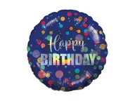 Balony i akcesoria - Balon foliowy Happy Birthday Kropki - 43 cm - 1 szt. - miniaturka - grafika 1