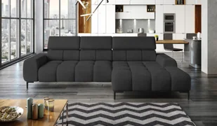 Narożnik tapicerowany w kształcie litery L Prawy Narożnik z funkcją spania Sofa z funkcją spania Mała 3-osobowa Regulowane zagłówki i siedzisko Tkanina: SALVADOR 177x270x99 cm Grafitowy - Narożniki - miniaturka - grafika 1