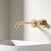 Baterie umywalkowe - EMKE Bateria umywalkowa ścienna złoto szampańskie bateria podtynkowa umywalkowa - miniaturka - grafika 1