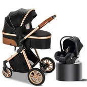Wózki dziecięce - WÓZEK DZIECIĘCY 3w1 FOTELIK SPACERÓWKA GONDOLA LEKKI WIELOFUNKCYJNY - miniaturka - grafika 1